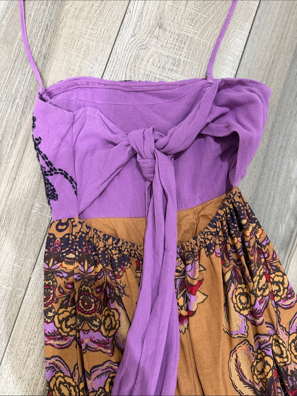 Boho Floral Strap Jumpsuit in Purple and Tan - Picture 4 of 6